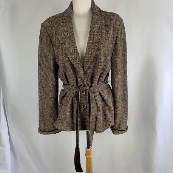 St John Tweed Knit Blazer with Belt